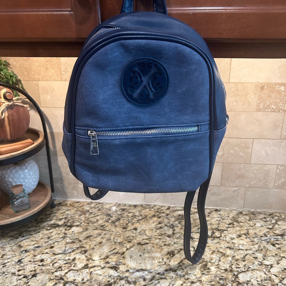 CXL by Christian Lacroix Marley PU Denim Backpack Indigo Denim Adjustable Straps